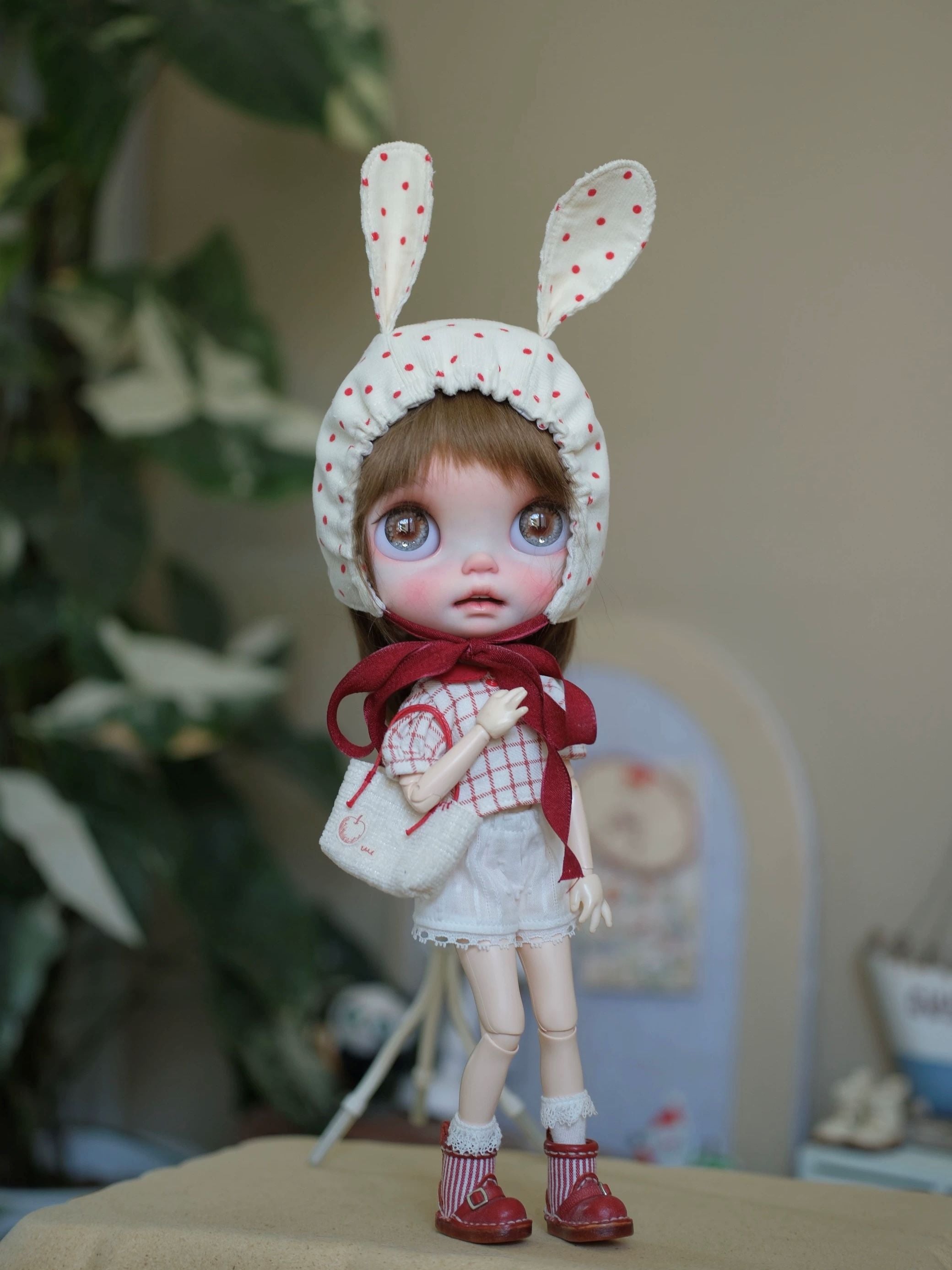 Red White Bunny Blythe 1/6 BJD Set - Handmade Doll Clothes - ToastDoll