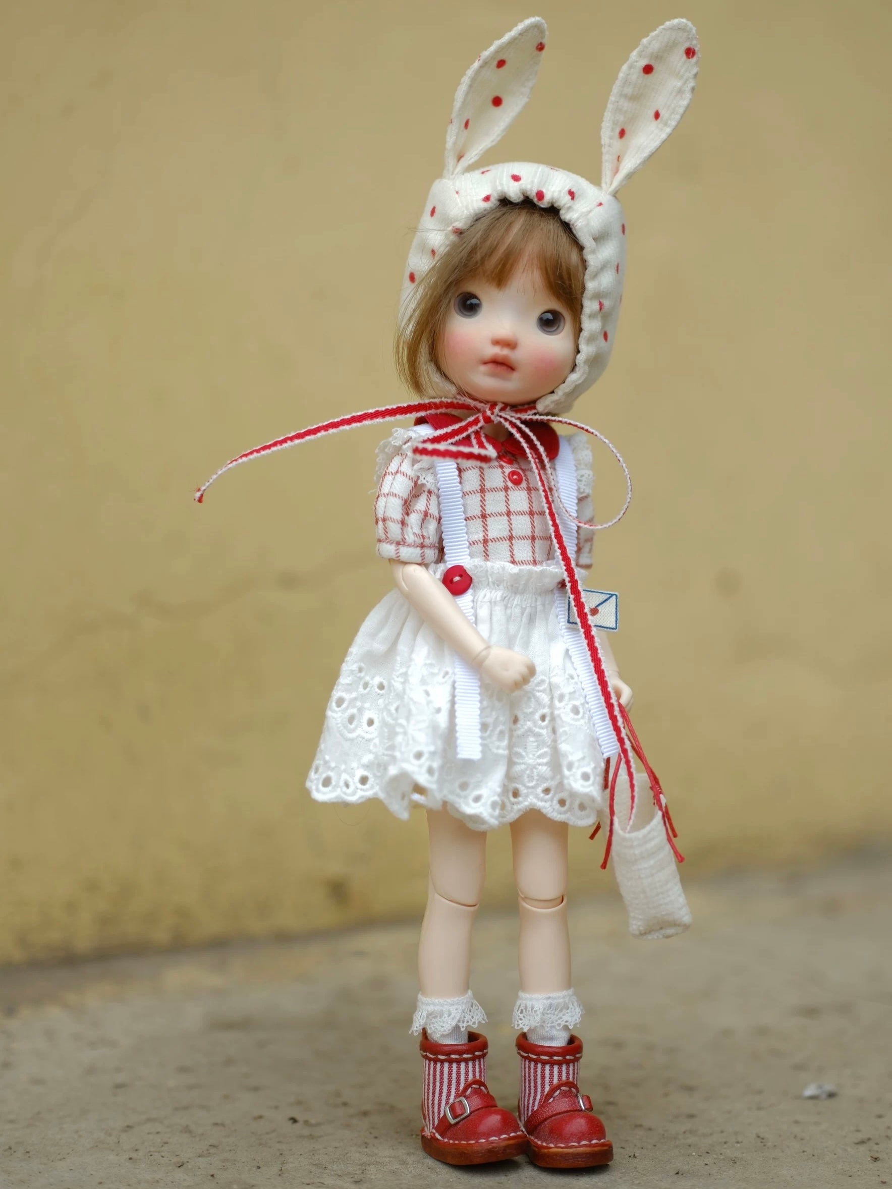 Red White Bunny Blythe 1/6 BJD Set - Handmade Doll Clothes - ToastDoll