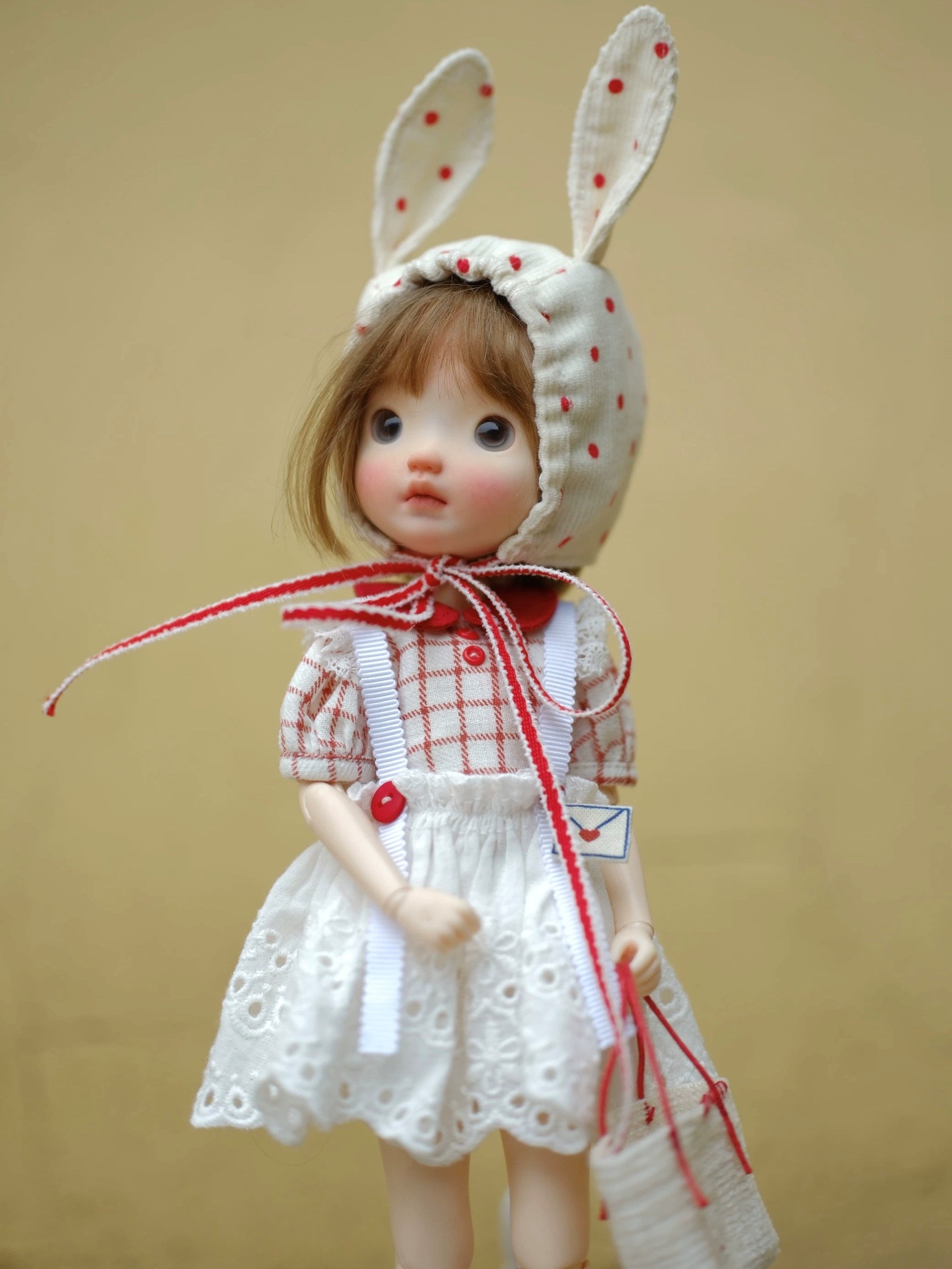 Red White Bunny Blythe 1/6 BJD Set - Handmade Doll Clothes - ToastDoll