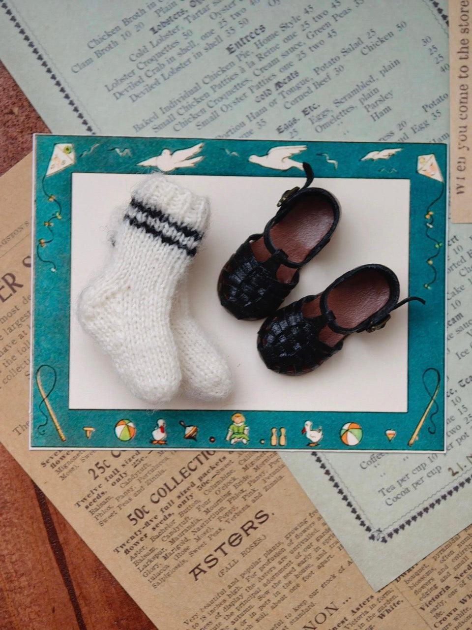 Vintage Roman Blythe Sandals - Handmade Doll Shoes - ToastDoll