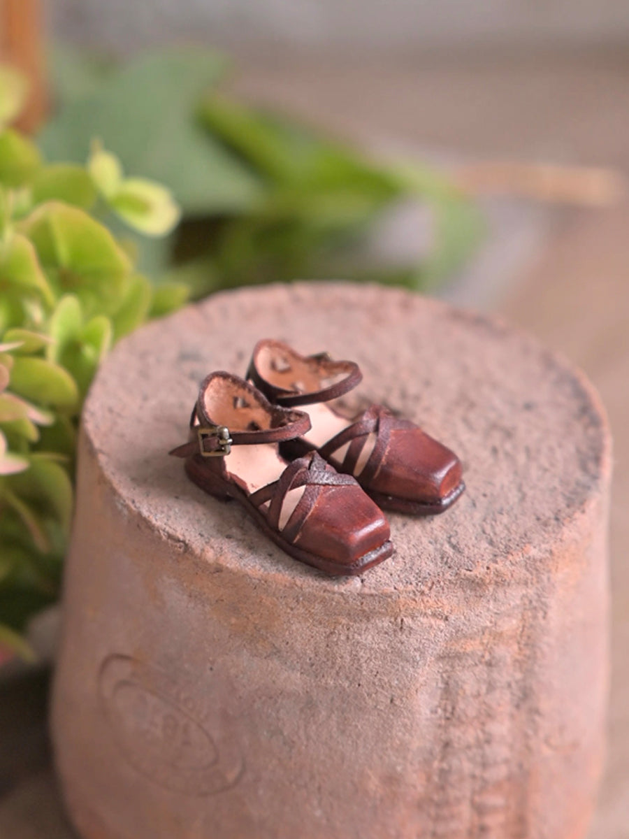 Handmade Shoes for Blythe/ Ob24/ Ob22, Square-Toe Leather Summer Shoes