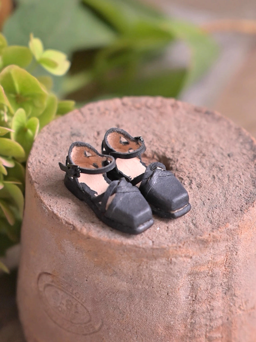 Handmade Shoes for Blythe/ Ob24/ Ob22, Square-Toe Leather Summer Shoes