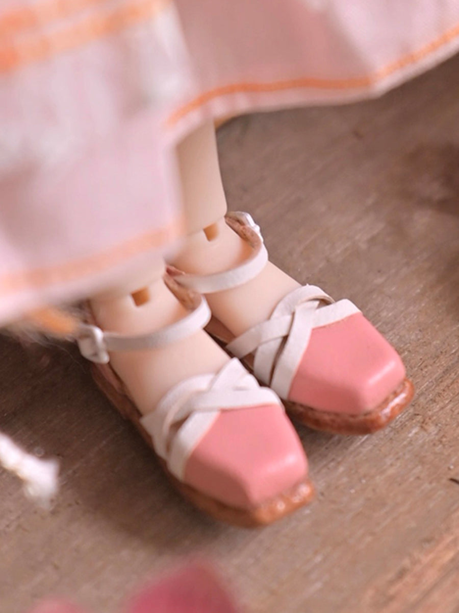 Handmade Shoes for Blythe/ Ob24/ Ob22, Square-Toe Leather Summer Shoes