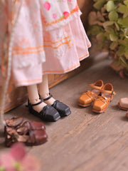 Handmade Shoes for Blythe/ Ob24/ Ob22, Square-Toe Leather Summer Shoes