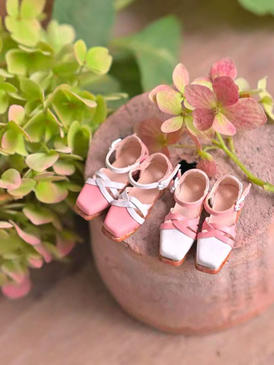 Handmade Shoes for Blythe/ Ob24/ Ob22, Square-Toe Leather Summer Shoes