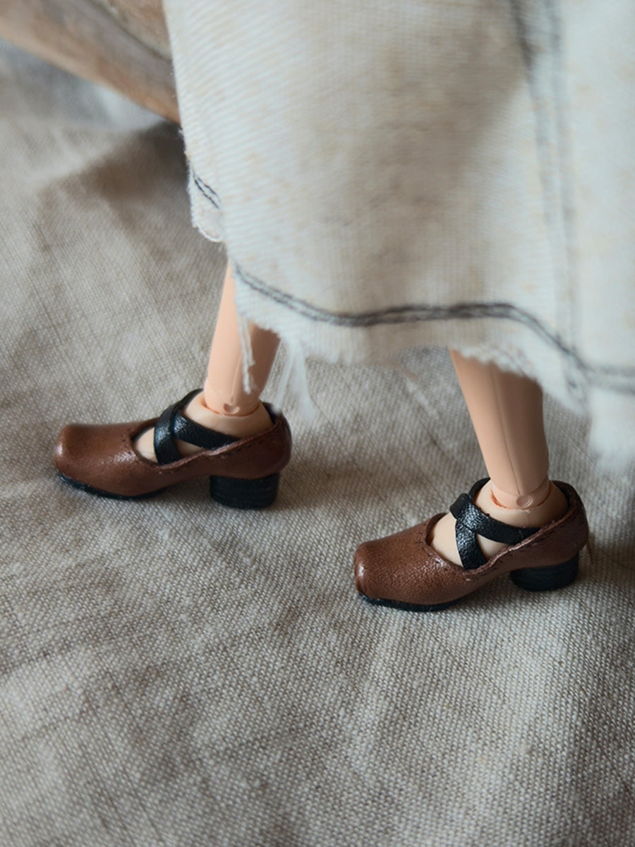 Handmade Shoes for Blythe/Obitsu, Leather Ballet Flats