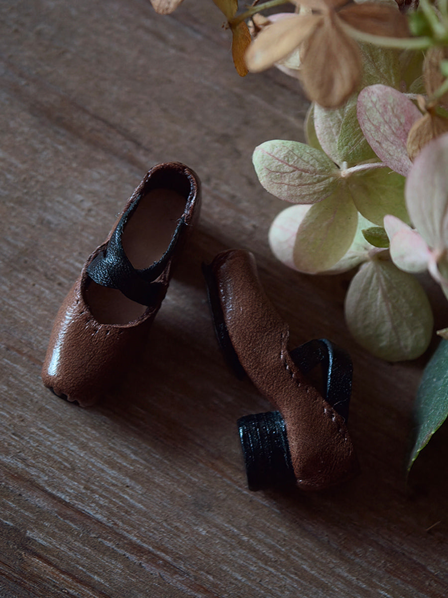 Handmade Shoes for Blythe/Obitsu, Leather Ballet Flats
