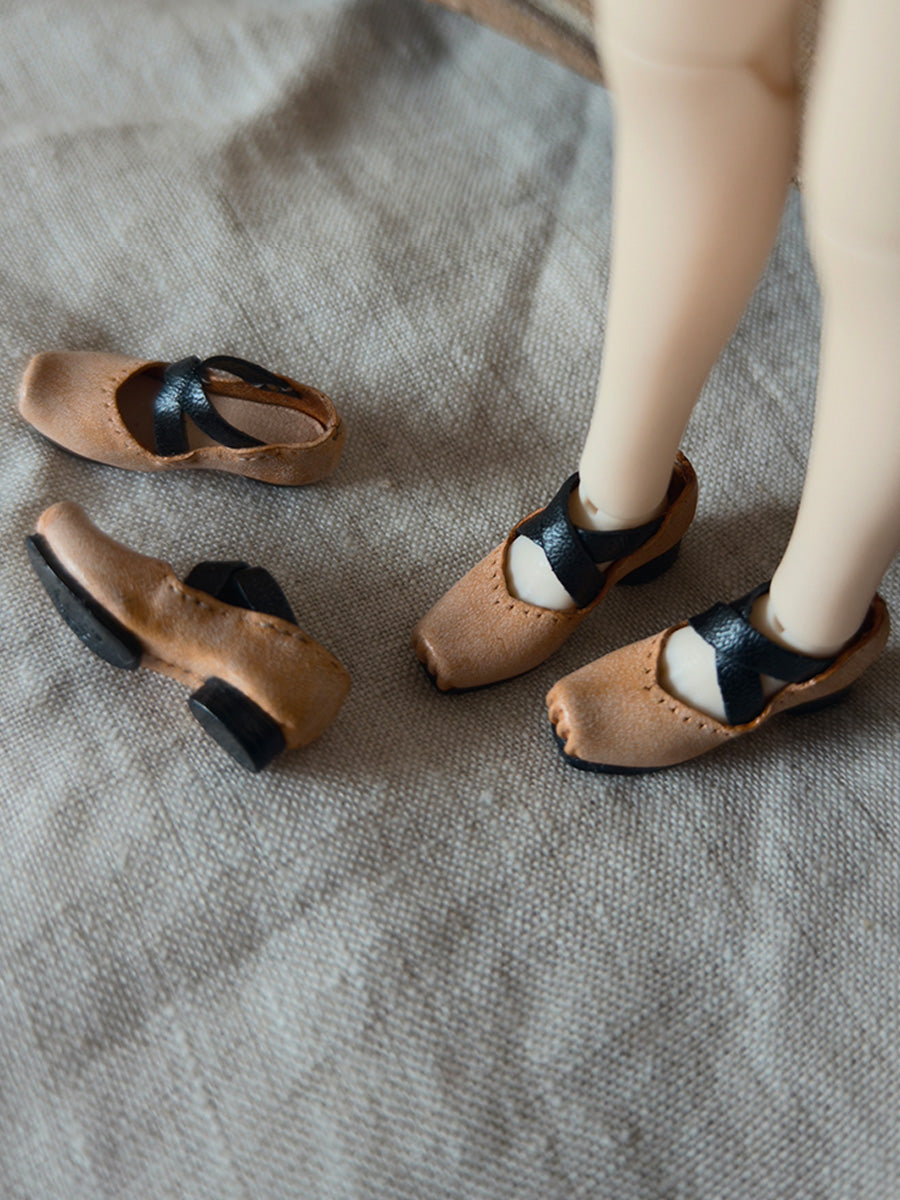 Handmade Shoes for Blythe/Obitsu, Leather Ballet Flats
