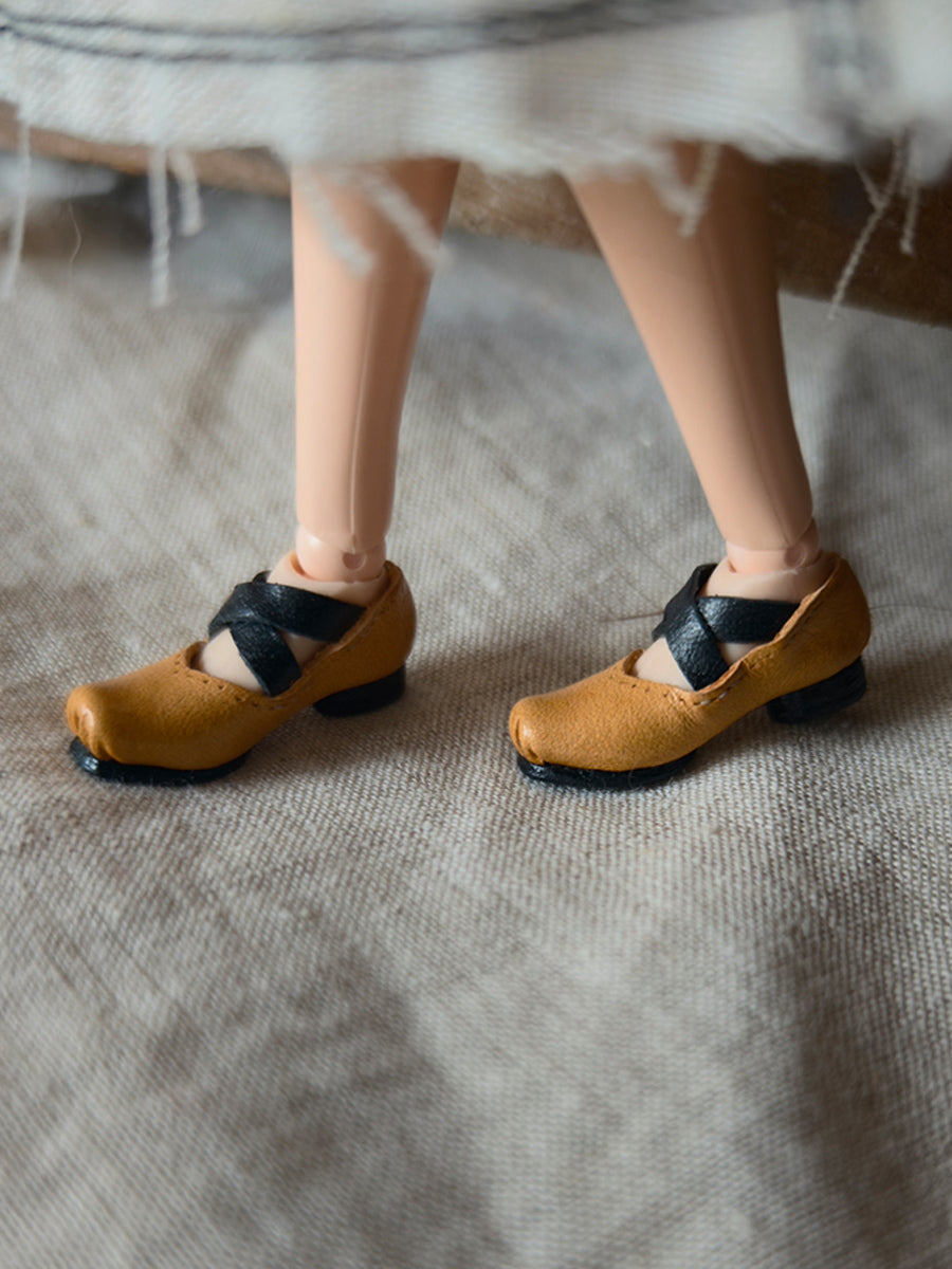 Handmade Shoes for Blythe/Obitsu, Leather Ballet Flats