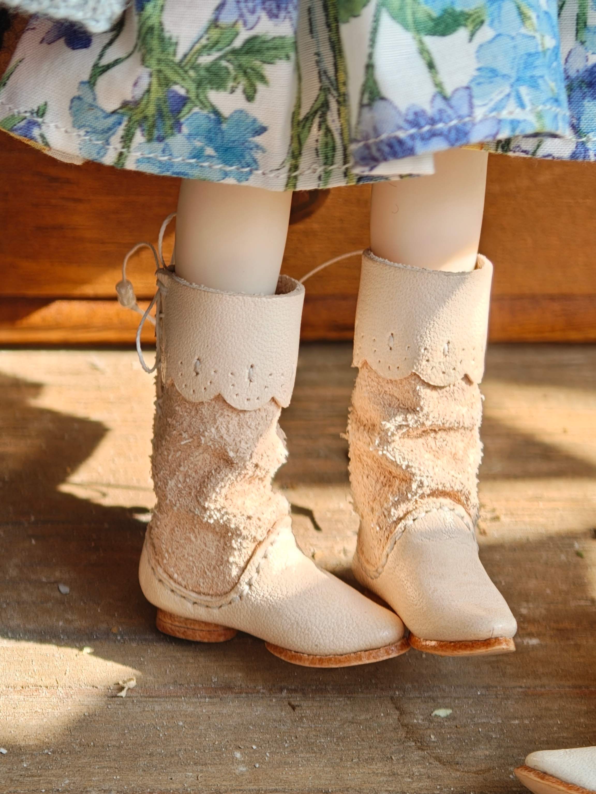 Handmade Shoes for Blythe/Obitsu,Lace Leather High Boots