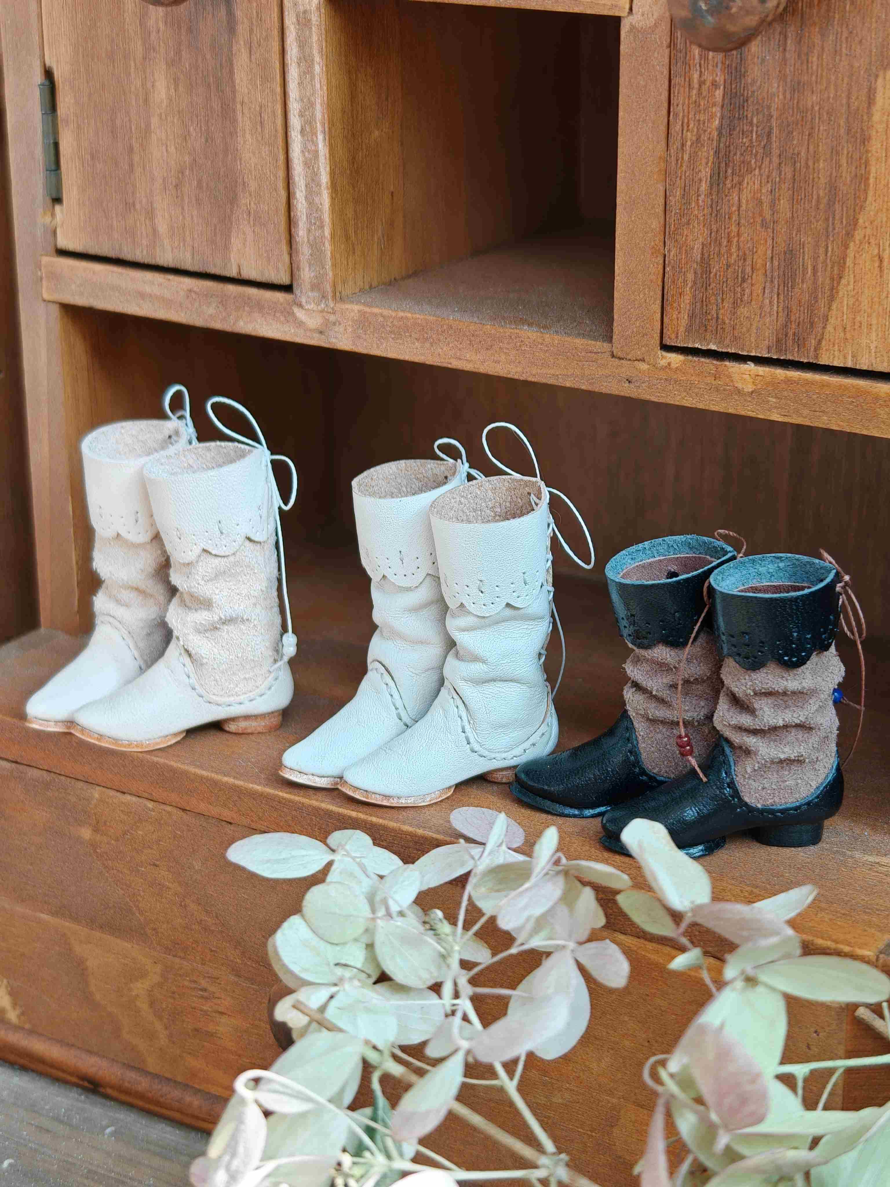 Handmade Shoes for Blythe/Obitsu,Lace Leather High Boots