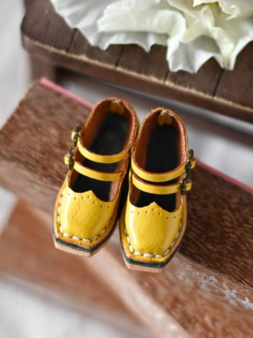 Leather Mary Jane Yellow Blythe Flats | ToastDoll