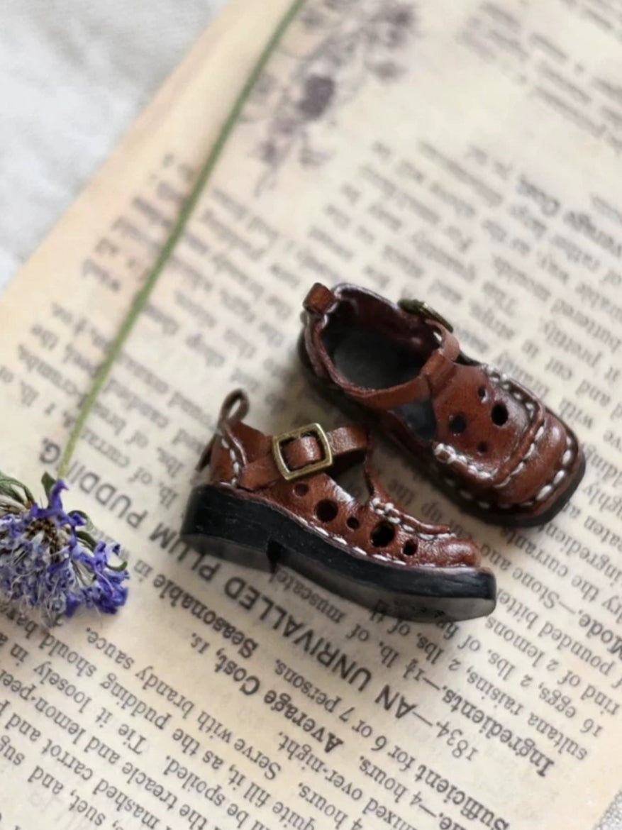 Cheese Hollow Leather Blythe Flats - Handmade Doll Shoes - ToastDoll