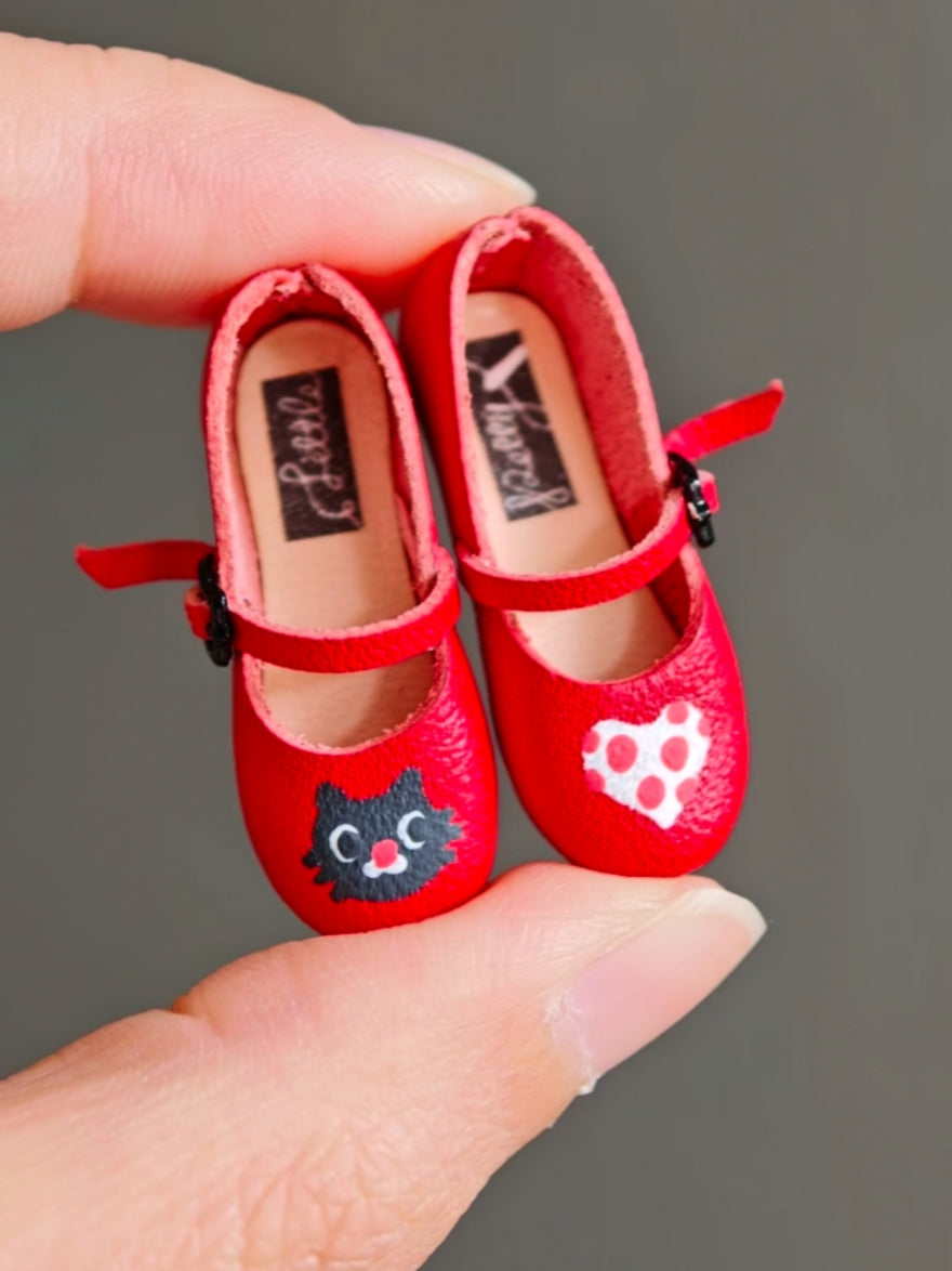 Hand-painted Leather Blythe Mary Jane - Handmade Doll Shoes - ToastDoll