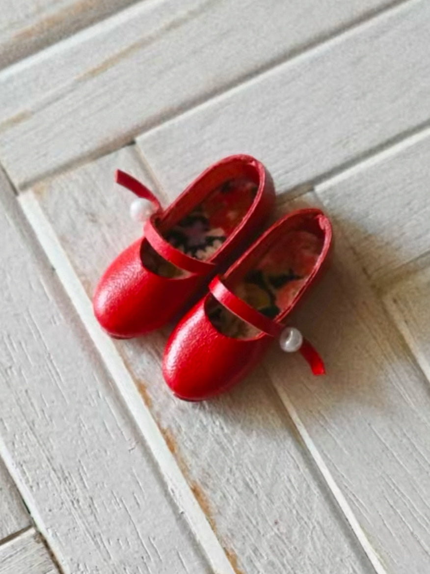Hand-painted Leather Blythe Red Mary Jane  | ToastDoll