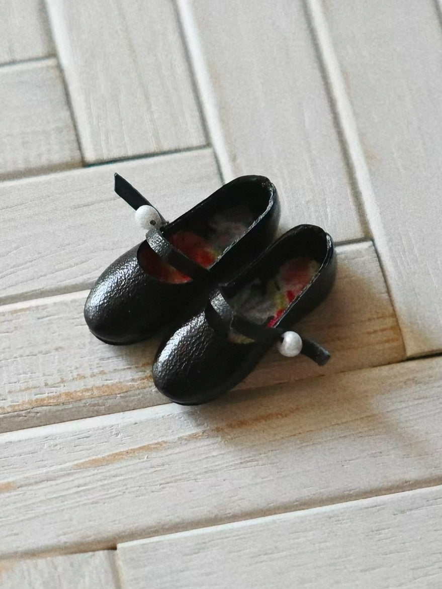 Hand-painted Leather Blythe Black Mary Jane  | ToastDoll