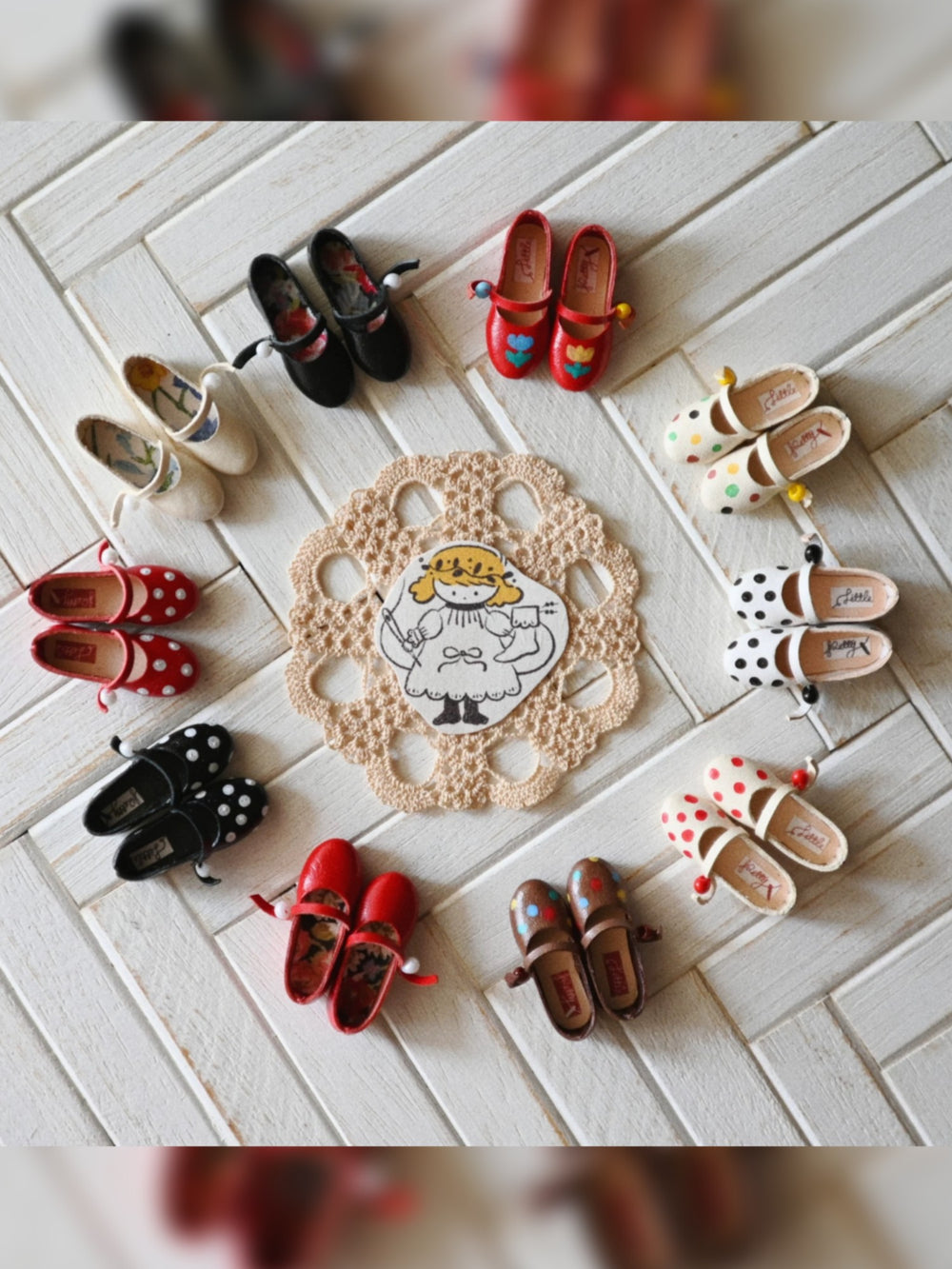 Hand-painted Leather Blythe Mary Jane Flat Lay | ToastDoll