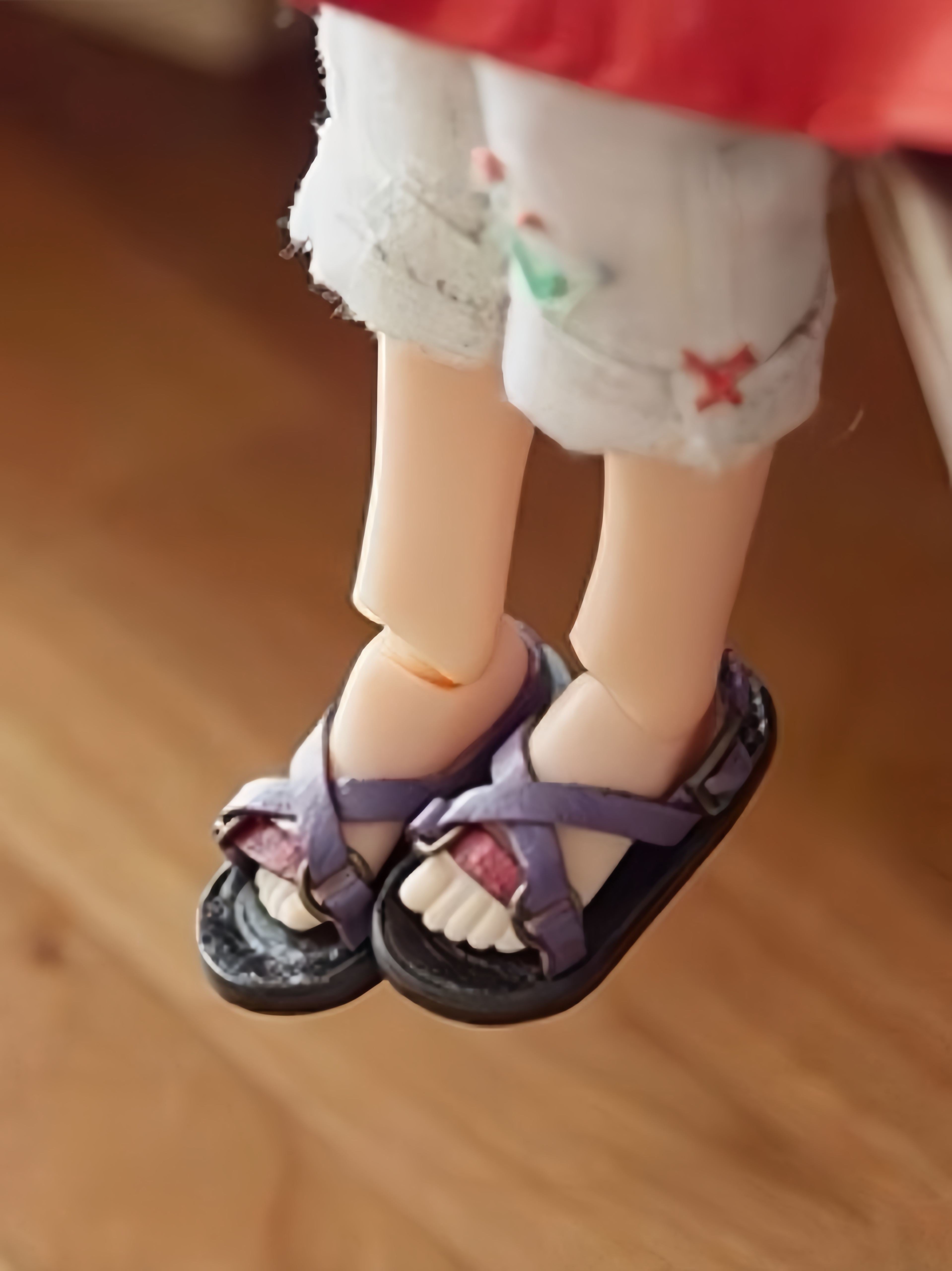 Cross Strap Blythe OB11 Sandals - Handmade Doll Shoes - ToastDoll
