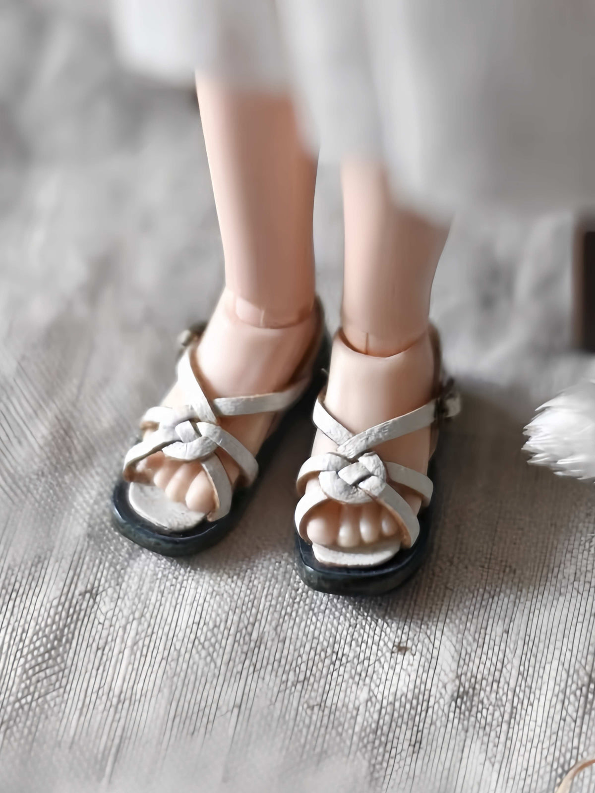 Retro Leather Blythe OB11 Sandals - Handmade Doll Shoes - ToastDoll