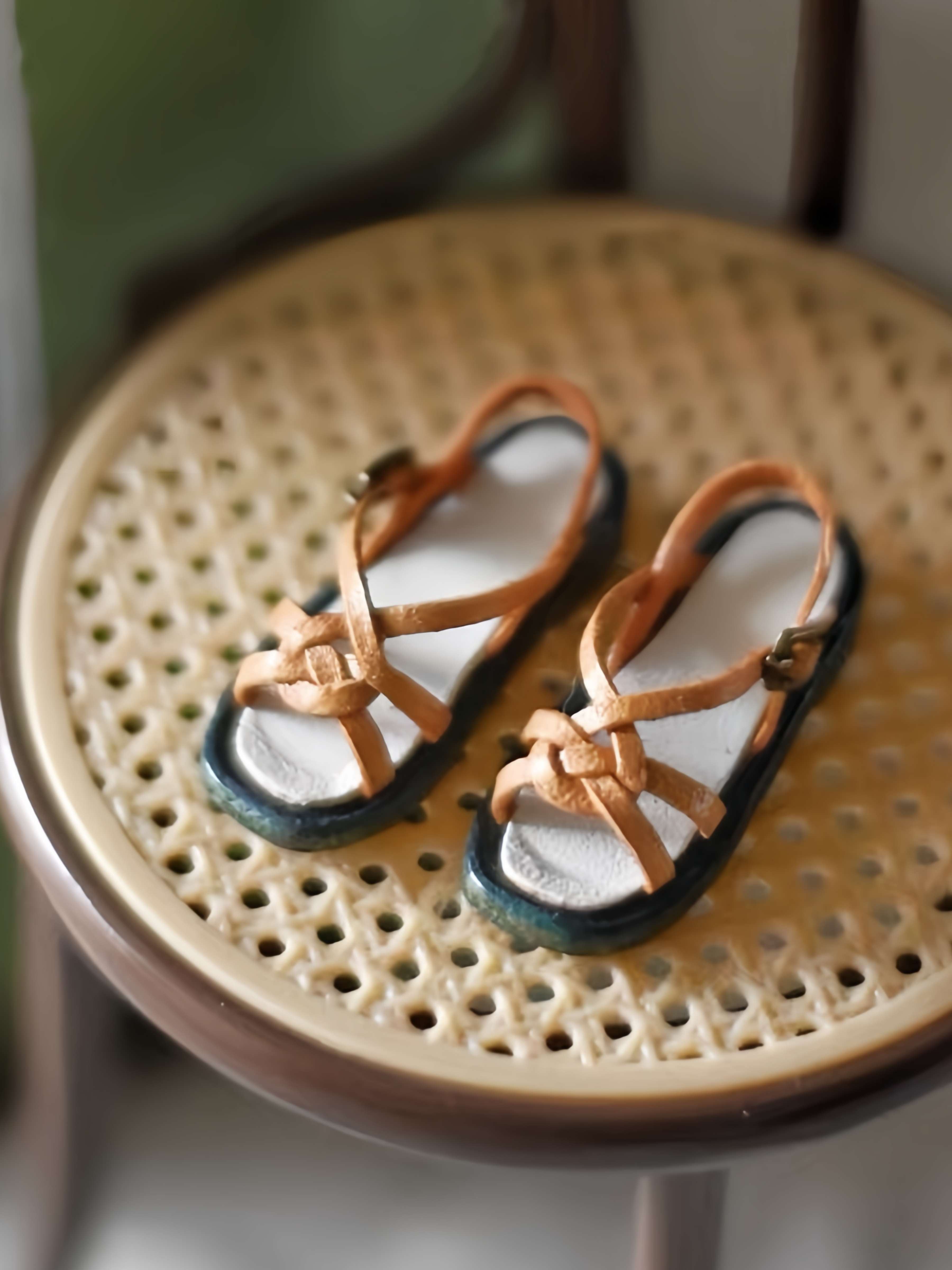 Retro Leather Blythe OB11 Sandals - Handmade Doll Shoes - ToastDoll