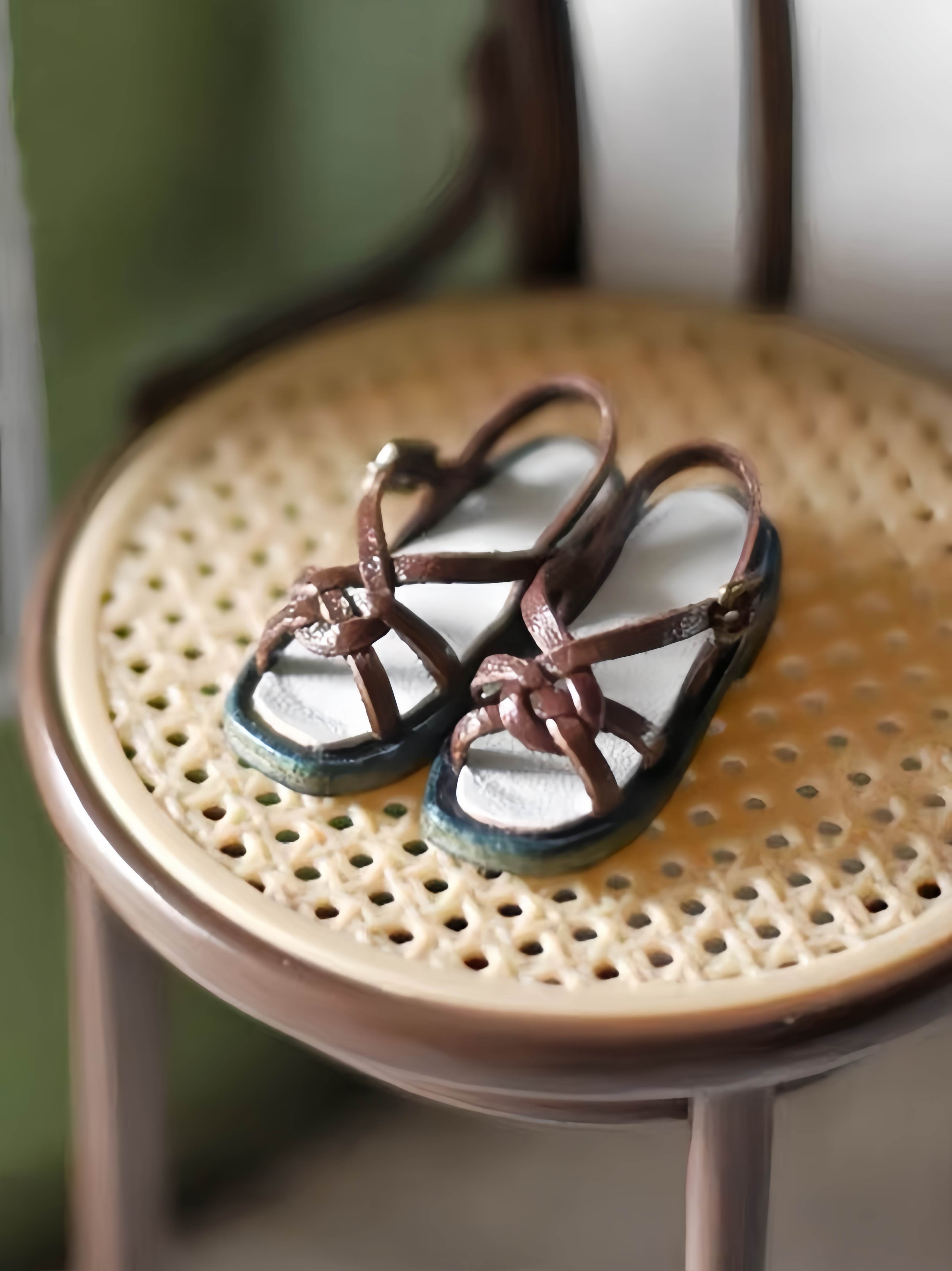 Retro Leather Blythe OB11 Sandals - Handmade Doll Shoes - ToastDoll