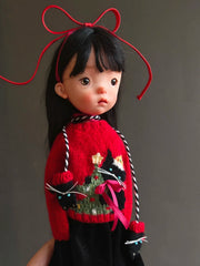 Handmade Outfit for Blythe/Obitsu,Red Kitten Sweater Mittens Set