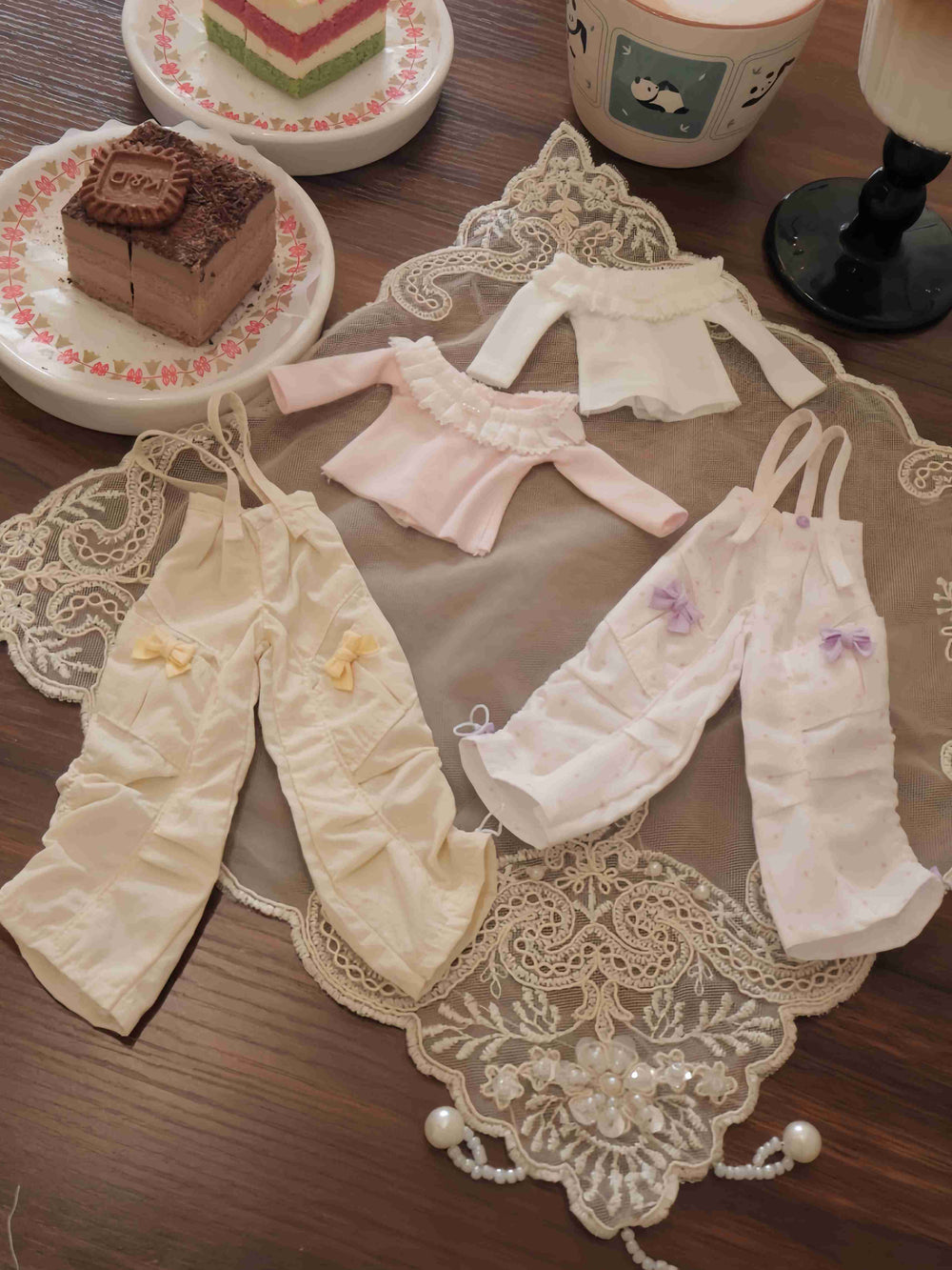 Off-Shoulder Pastel Blythe BJD Outfit Flat Lay | ToastDoll