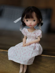 Floral Puff Sleeve Blythe 1/6 BJD Dress Sitting Pose | ToastDoll