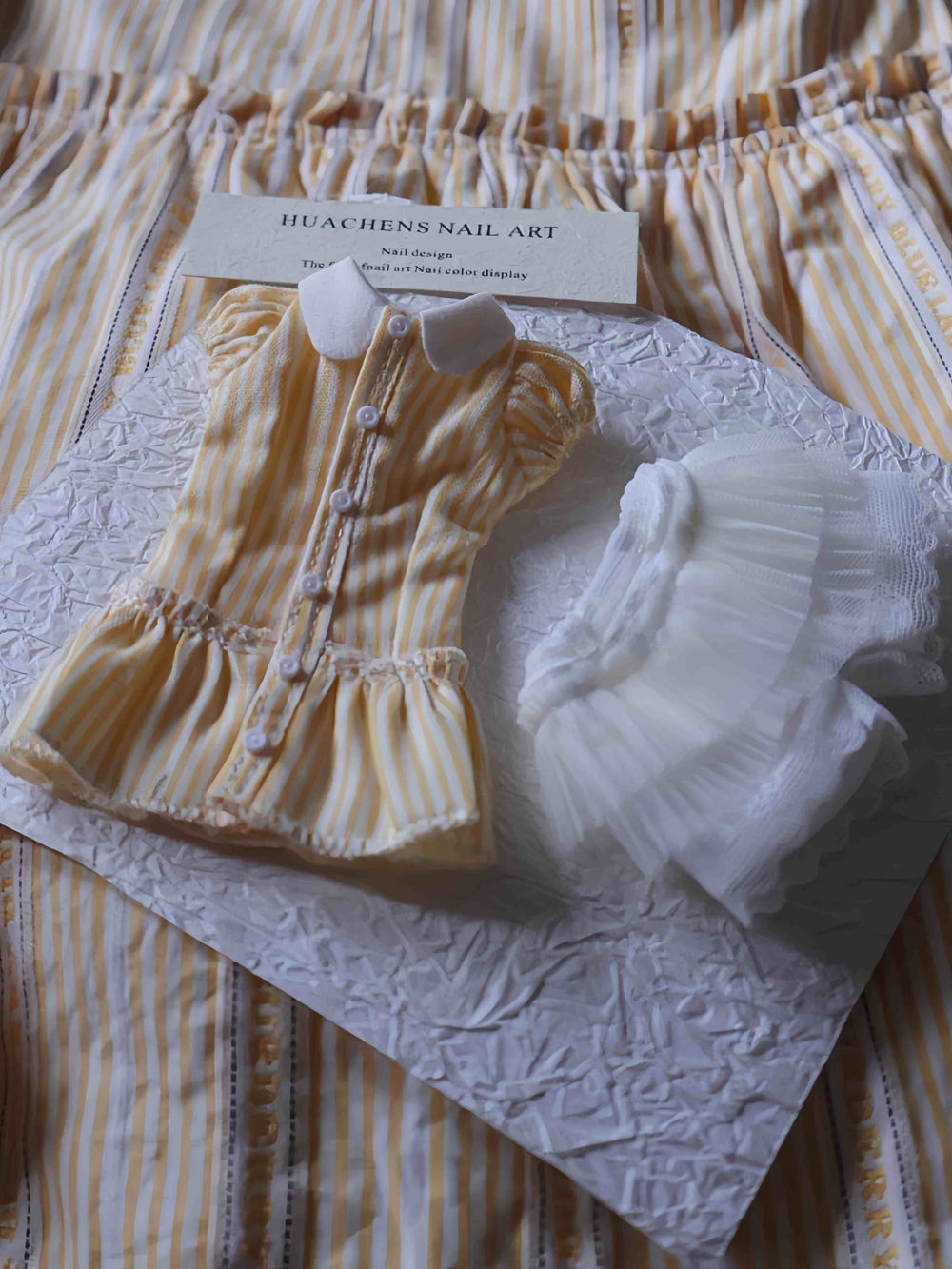 Yellow Striped Collar Blythe BJD Dress Flat Lay | ToastDoll