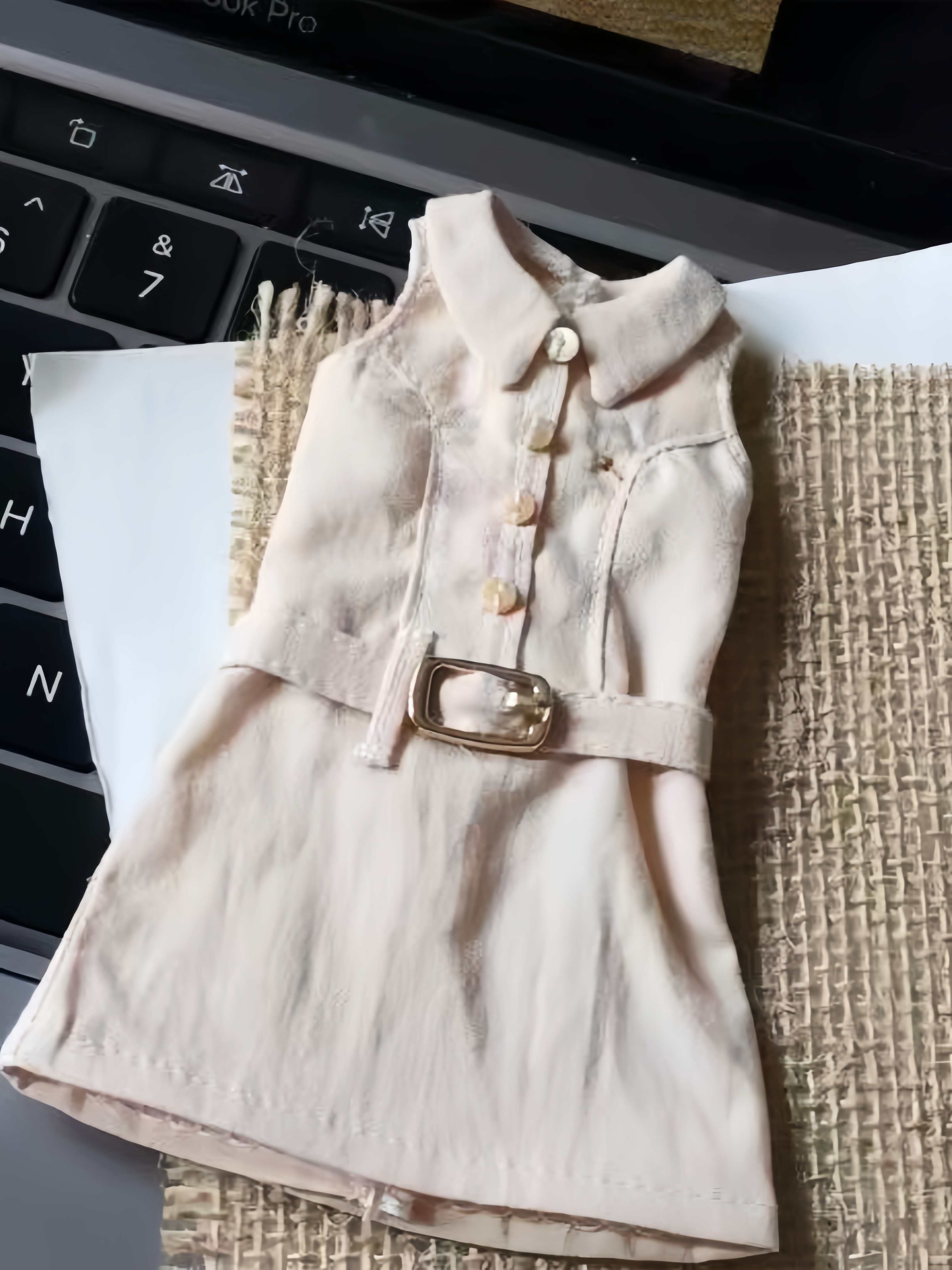 Preppy Belted Shirt Blythe BJD Dress Flat Lay | ToastDoll