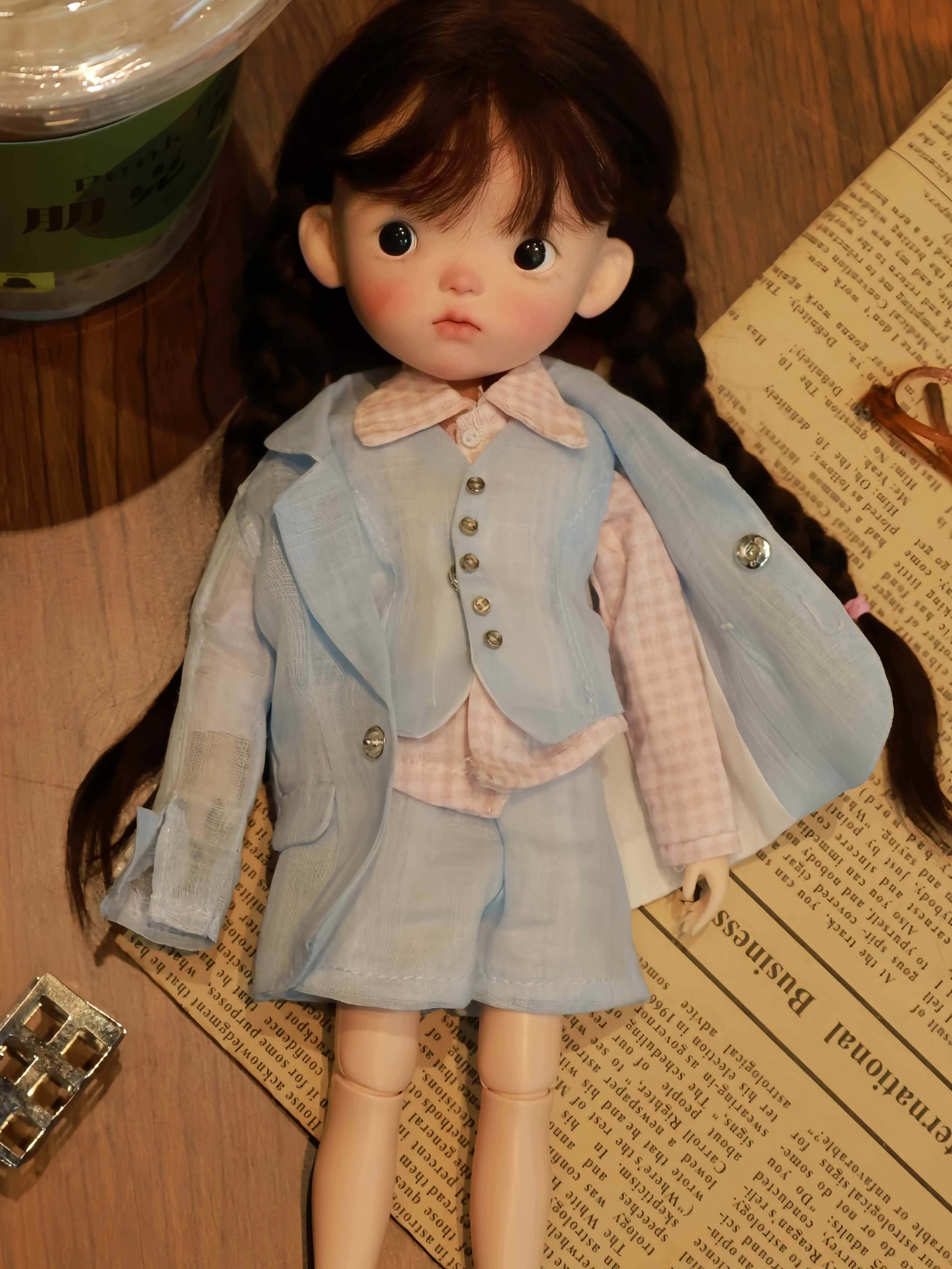 Blue Pastel Suit Blythe 1/6 BJD Outfit  Half Body Shot | ToastDoll