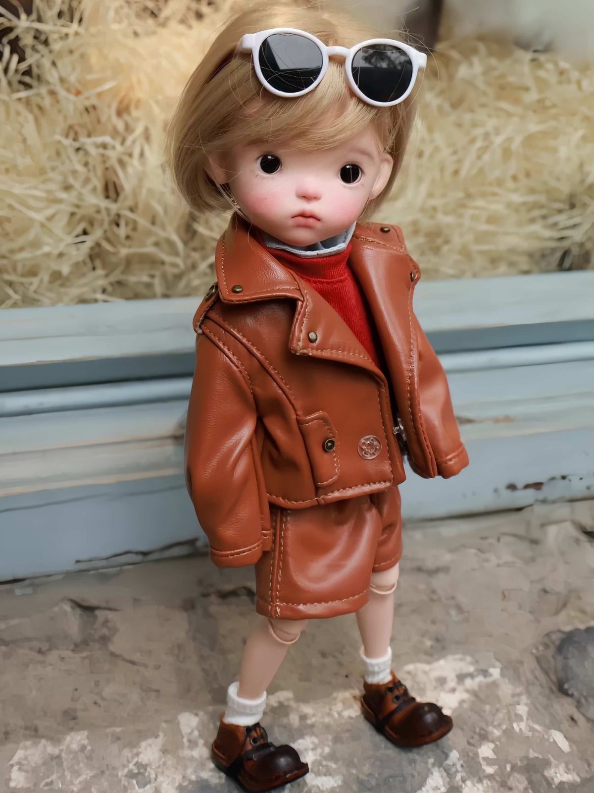 Brown Leather Jacket Blythe BJD Outfit | ToastDoll