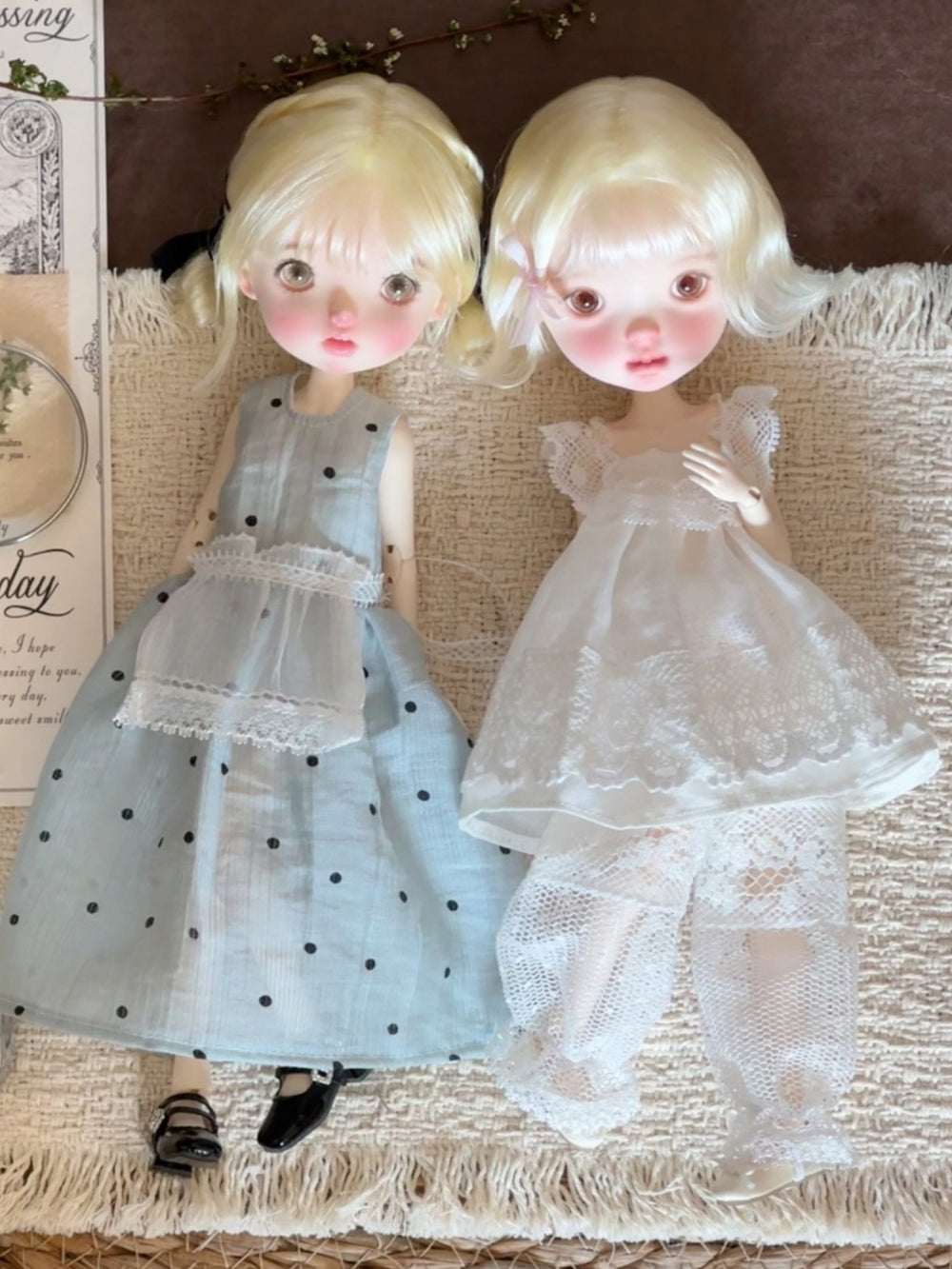 White Lace Mesh Blythe 1/6 BJD Outfit Front View | ToastDoll
