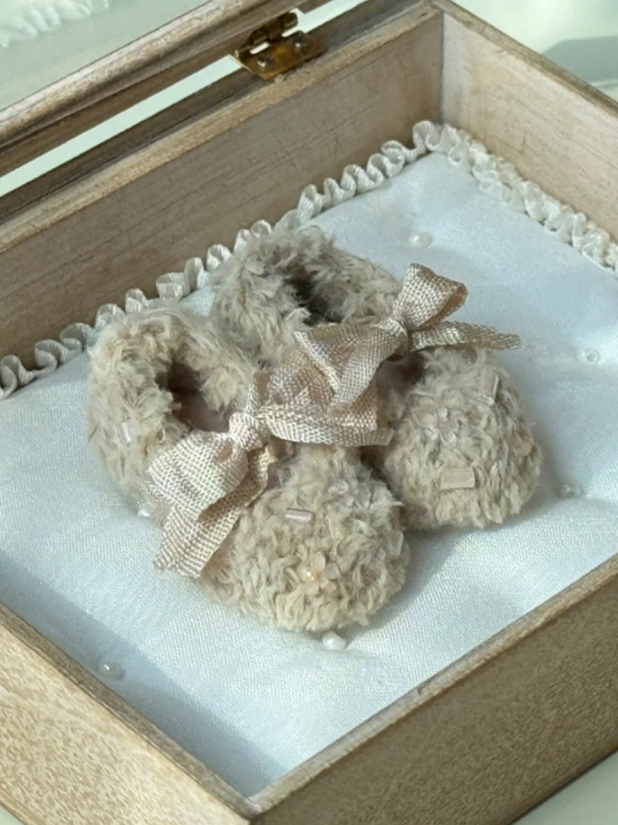 Fluffy Bow Handmade Blythe Khaki Shoes | ToastDoll