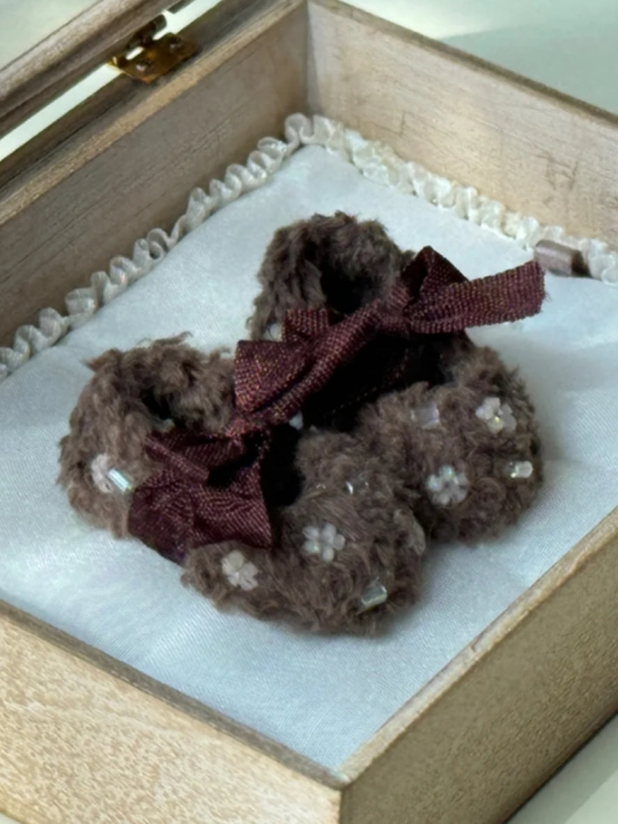Fluffy Bow Handmade Blythe Brown Shoes | ToastDoll