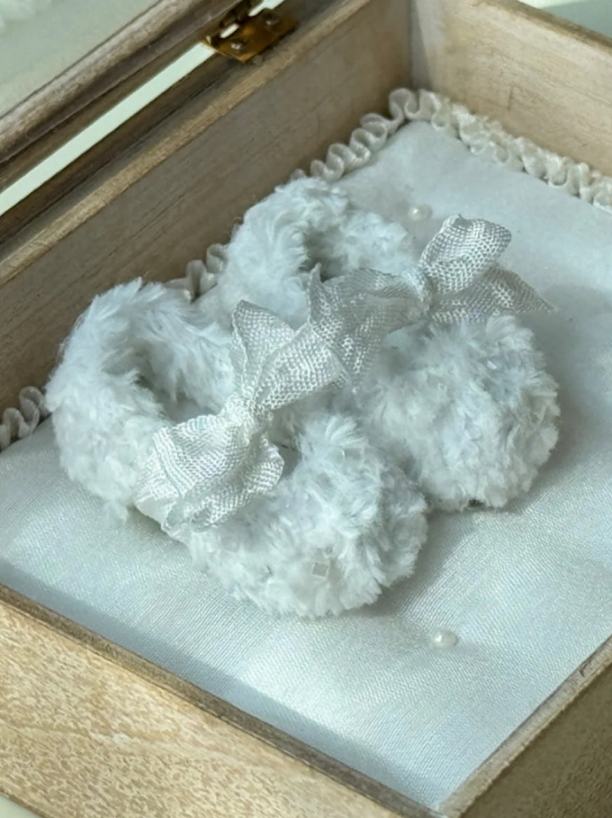 Fluffy Bow Handmade Blythe White Shoes | ToastDoll