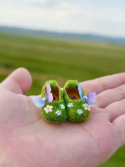 [IN STOCK] Green Fairy  Blythe Flats - Handmade Doll Shoes - ToastDoll