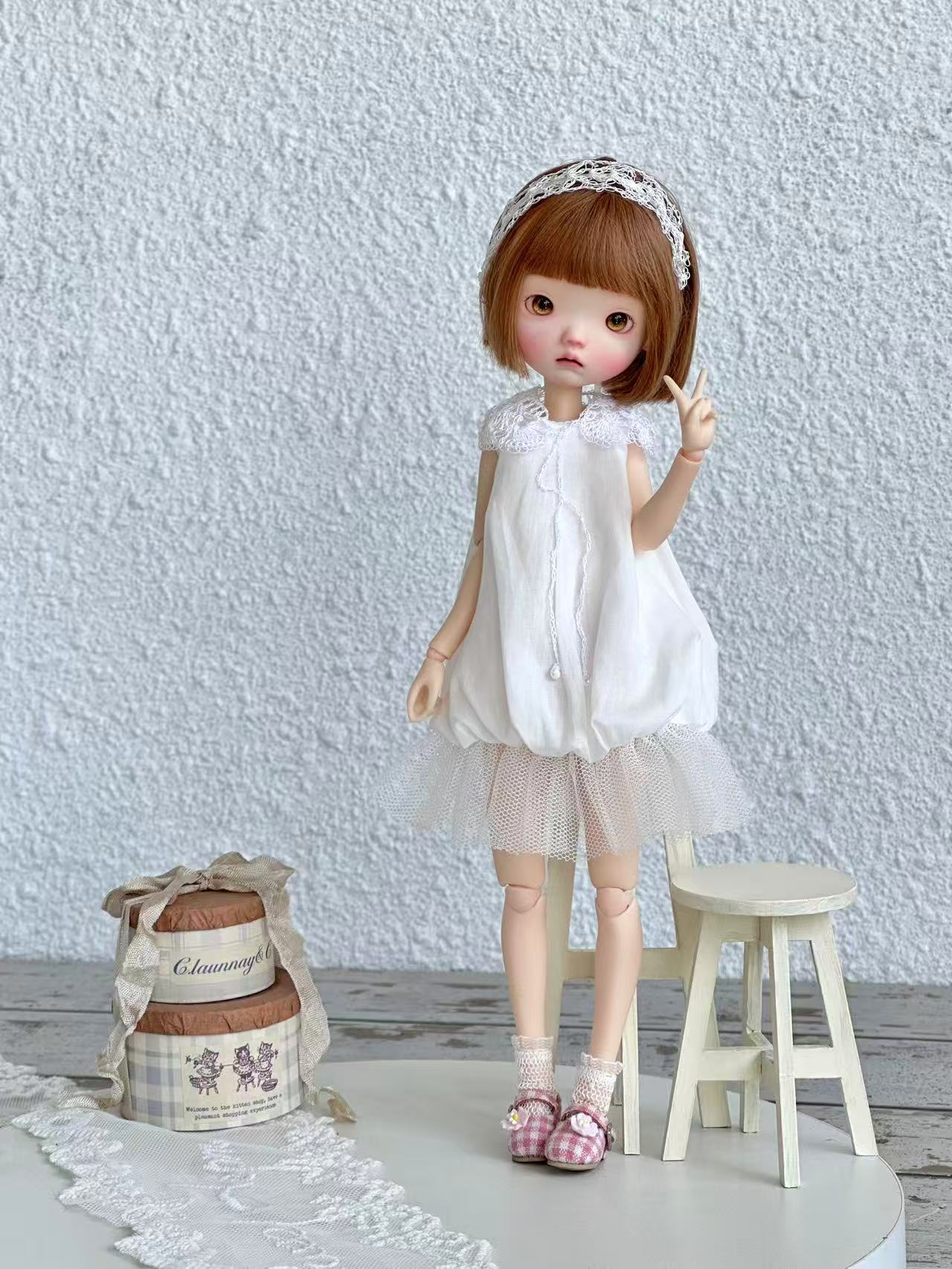 Cozy White 1/6 BJD Outfit - Handmade Doll Clothes - ToastDoll