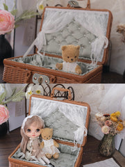 Handmade Doll Case Carrier, Faux Rattan