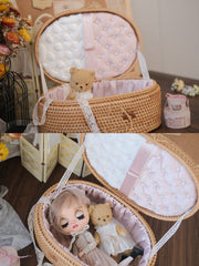 Handmade Doll Case Carrier, Rattan Wicker