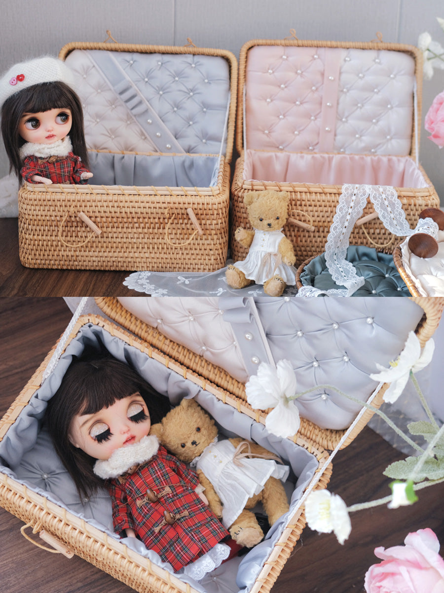 Handmade Doll Case Carrier, Rattan Wicker