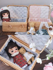 Handmade Doll Case Carrier, Rattan Wicker
