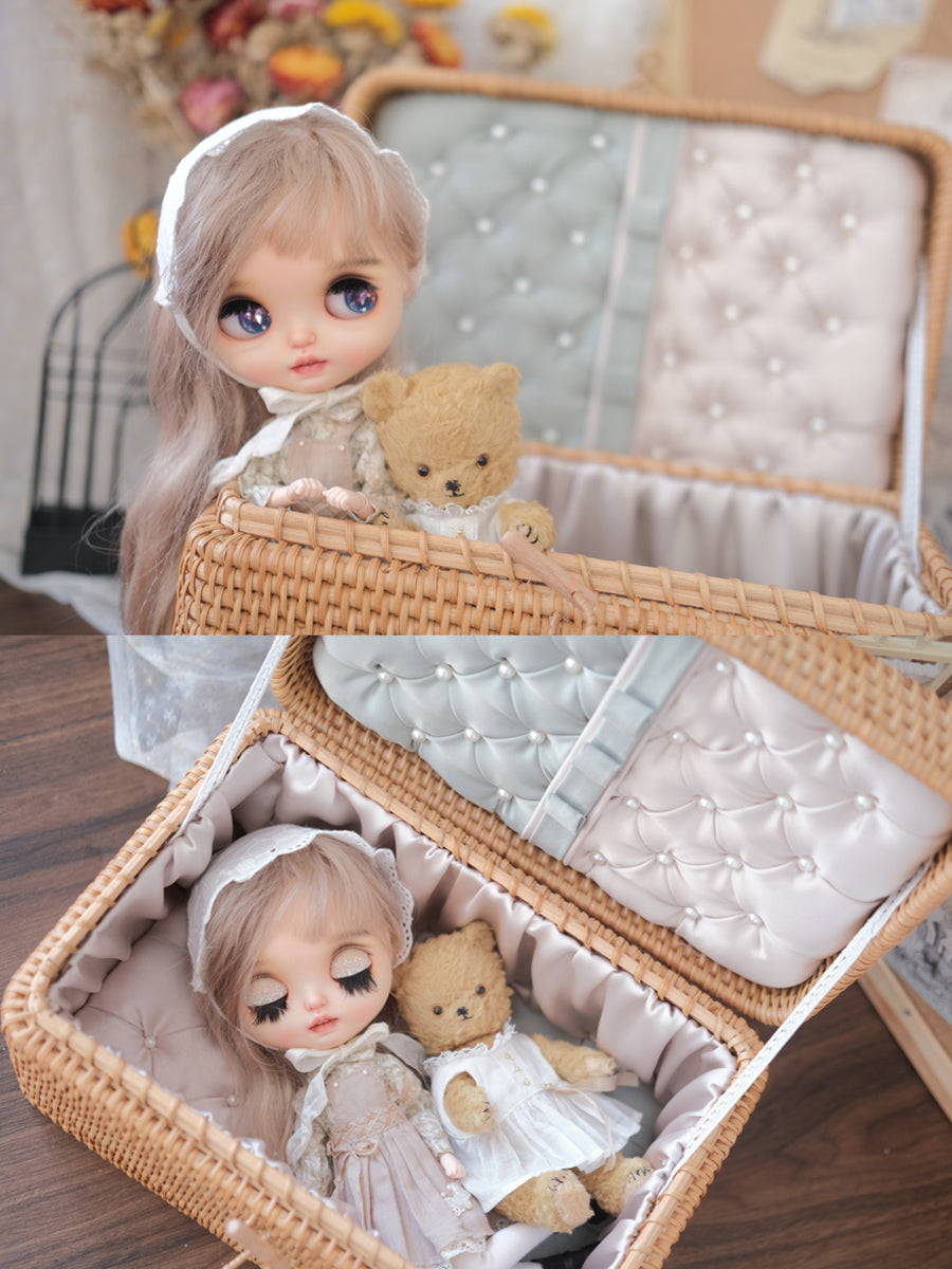 Handmade Doll Case Carrier, Rattan Wicker