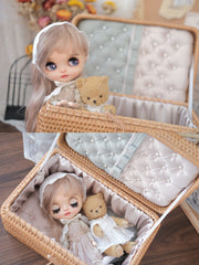 Handmade Doll Case Carrier, Rattan Wicker