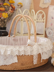 Handmade Doll Basket Carrier, Rattan Wicker