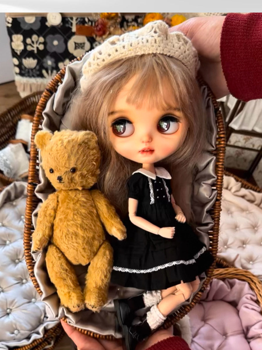 Handmade Doll Display Tray, Rattan Wicker