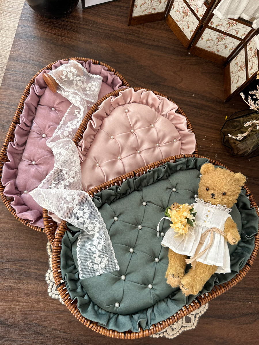 Handmade Doll Display Tray, Rattan Wicker