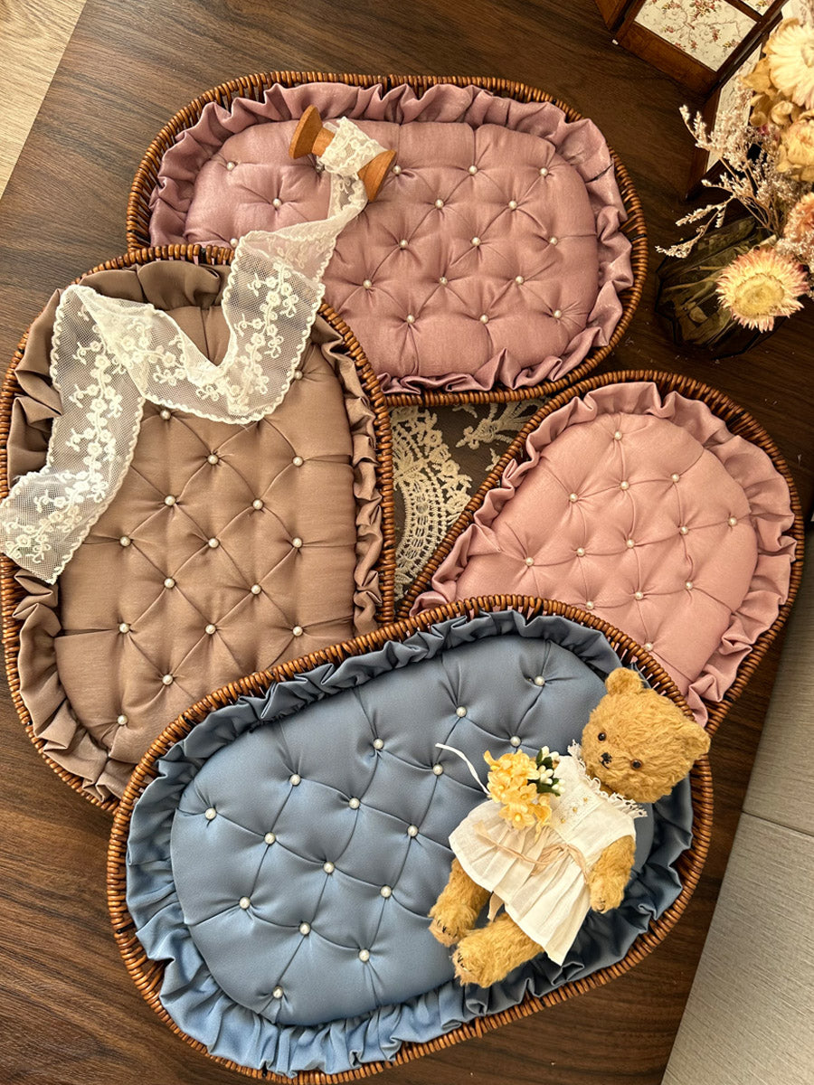 Handmade Doll Display Tray, Rattan Wicker