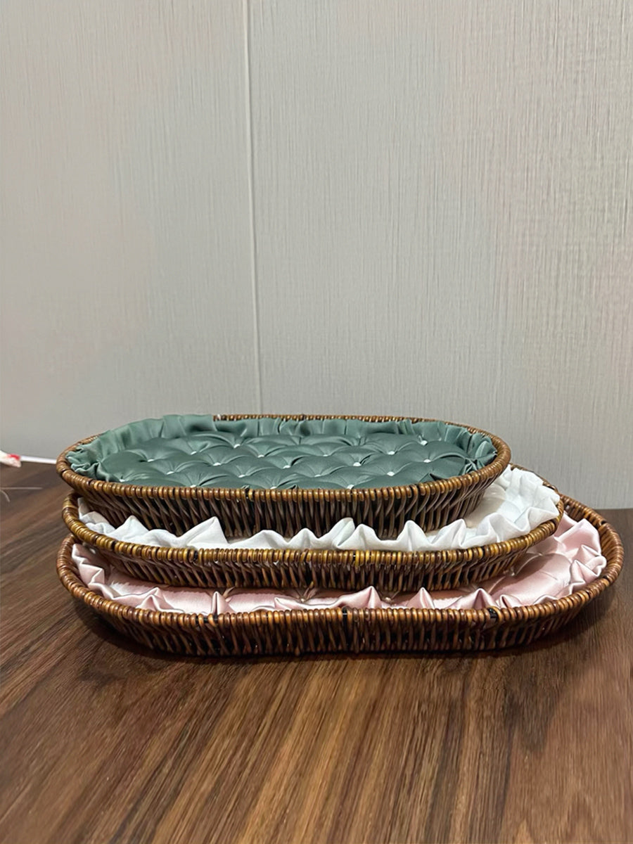 Handmade Doll Display Tray, Rattan Wicker