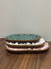 Handmade Doll Display Tray, Rattan Wicker